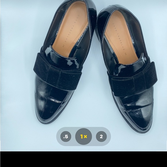 Zara Trafaluc Glossy Black Women’s Loafers with Velvet Bow EU 39 - Picture 5 of 16